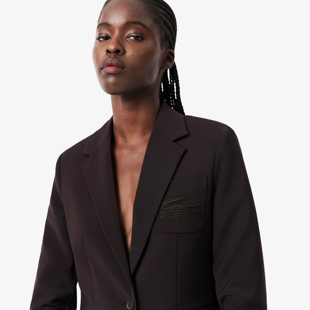 Lacoste Blazer Women 10 Brown Wool Blend croc preppy dark academia Equestrian